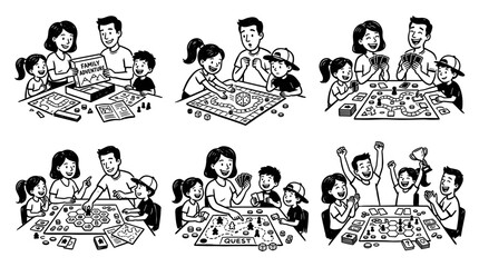 Fototapeta premium Family Playing Board Games Together Enjoying Quality Time and Fun Activities