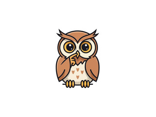 Naklejka premium Cute cartoon owl with finger on lips, asking for silence, illustration.