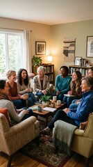 Obraz premium Diverse group of women gathered in a living room for discussion