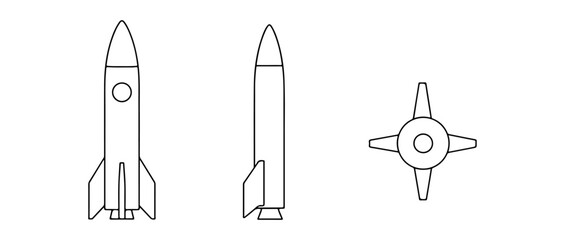 Rocket line icon set. line icons set on white background © Roman