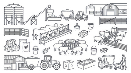 Agricultural equipment and livestock farm management collection © Angsa