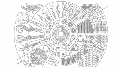 Textile fiber and knitting texture circular diagram © Angsa