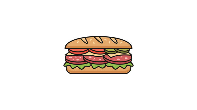 Fresh Submarine Sandwich Vector Illustration