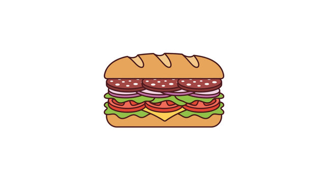 Fresh Submarine Sandwich Illustration