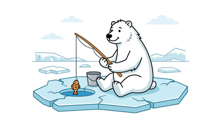 Polar bear fishing on arctic ice floe. © Dias