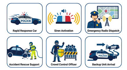 Police emergency response and public safety icon set. © Dias