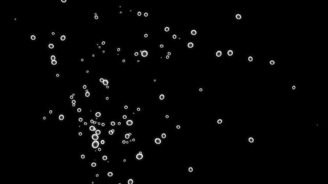 Rising bubbles on black screen background. rising underwater bubbles motion graphics, suited for subtle underwater effect, slow rising air bubbles, floating in 2d animated cartoon animation, 4k video