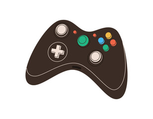 Modern flat gamepad controller in icon style. Joystick gadget for videogame player and gamer fun. Black gadget for video game and entertainment, ideal game setup. © Moonnoon