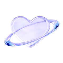 Y2K Glass 3D Heart with Orbital Ring © PIONE STUDIO