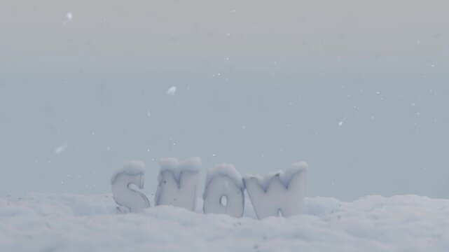 3D "SNOW" Text Buried in Snowdrift with Falling Snow &mdash; Animated Winter Title Reveal