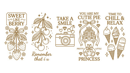 Sweet berry and ice cream treats with cute teddy bear and vintage camera elements. © jubayer71