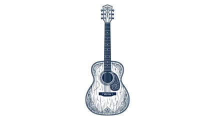 Vintage acoustic guitar with intricate floral patterns and engraving © askew