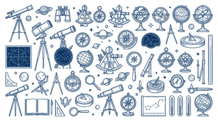 Vintage scientific and navigational astronomy instruments collection © askew