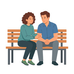 Obraz premium Woman comforting a sad man sitting on a park bench