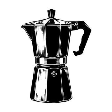 Vintage Moka Pot Espresso Maker Illustration.