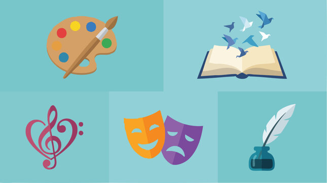 Theatre Arts Performance Icons Set.