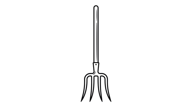 Pitchfork gardening tool line art icon