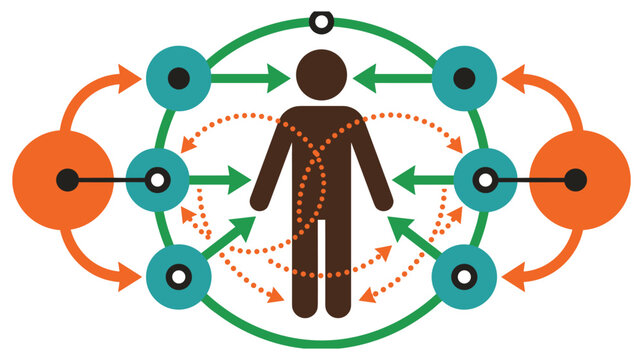 Human body process inputs and outputs diagram concept flat vector illustration isolated.