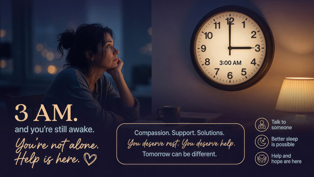 3 am anxiety night insomnia lonely woman mental health late hour clock sleepless worry dark room support message hope concept depression awareness Quiet 3 am anxiety night insomnia lonely woman