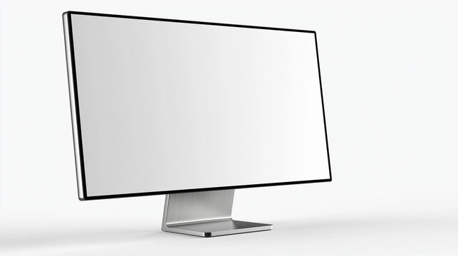 Moderner Computermonitor mit leerem wei&szlig;en Bildschirm isoliert auf wei&szlig;em Hintergrund (Mockup).
