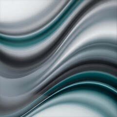 Obraz premium Flowing abstract waves in shades of teal, charcoal, and silver