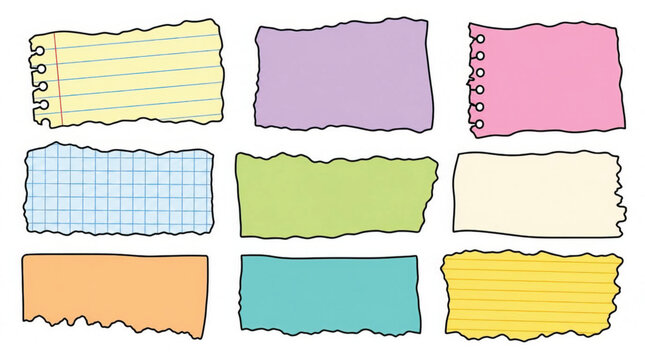 Colorful paper note cards collection.