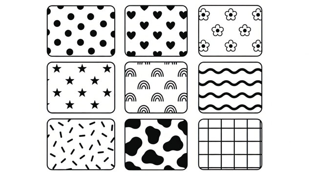 Black and white pattern design elements.