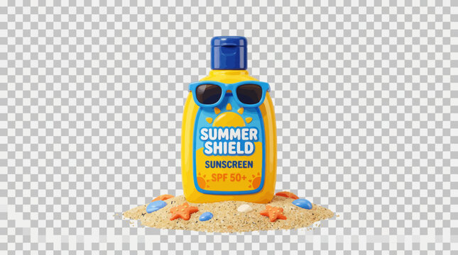Summer beach border template with cartoon surfboard, sunglasses, and starfish on sand, vector graphic with copy space