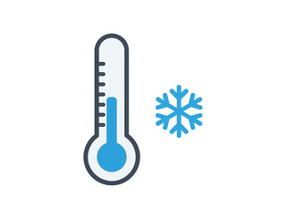 Naklejka premium Thermometer and Snowflake Icon Representing Cold Weather.