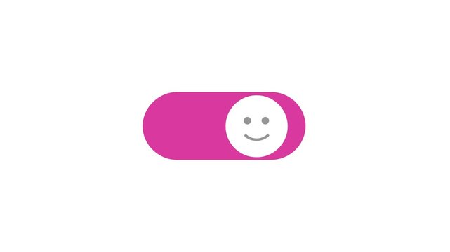 Modern flat design toggle button. Facial expression change concept, transparent background, 4k video.