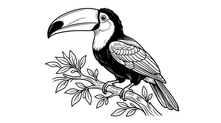 Obraz premium Toucan sitting on a branch, illustration