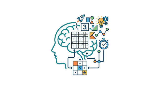Brain Power and Logical Thinking Puzzle Concept
