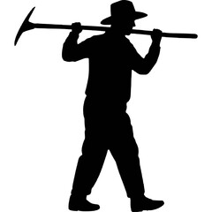 Naklejka premium Farmer carrying tools silhouette