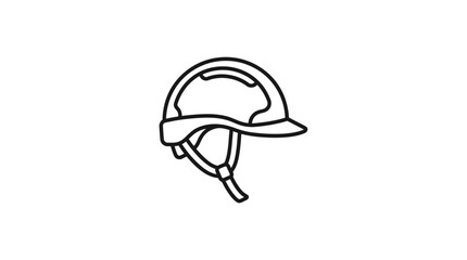Fototapeta premium A simple black and white line art illustration of a construction safety helmet.