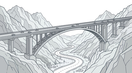 Fototapeta premium Large Arched Bridge Over Winding Road.