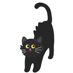 Cute Black Cat Character with Yellow Eyes Illustration © Fatia