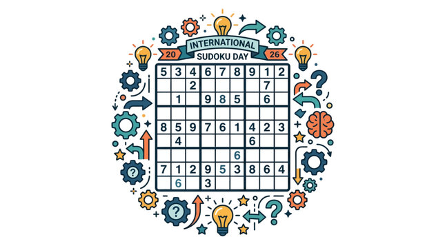 International Sudoku Day Creative Puzzle Concept Illustration