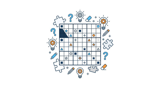 Sudoku Puzzle Game with Creative Icons and Symbols