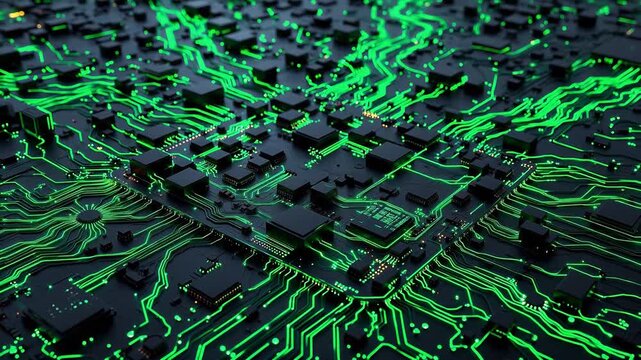 Closeup of illuminated circuit board