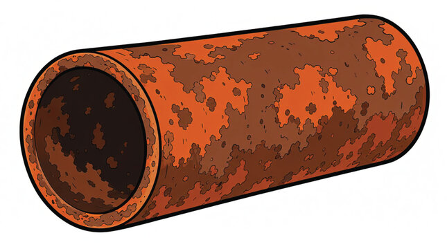 Rusty old metal pipe cylinder.