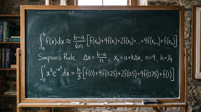 Simpson's Rule integral calculus equation on blackboard