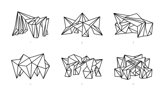 Geometric shapes in black lines.