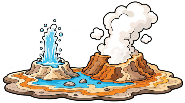 Volcano Erupting with Lava Flow.