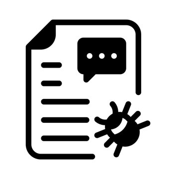AI Prompt debugging flat black icon for identifying and fixing errors in complex commands