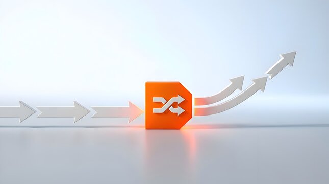 Multiple arrows merge and split into new divergent paths, symbolizing diversification, strategy, and growth.