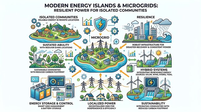 Infographic illustrating microgrids and resilient energy systems