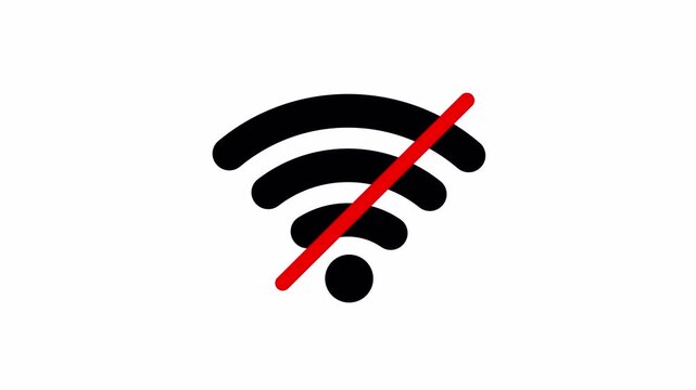 No wifi signal icon with red exclamation alert on white background