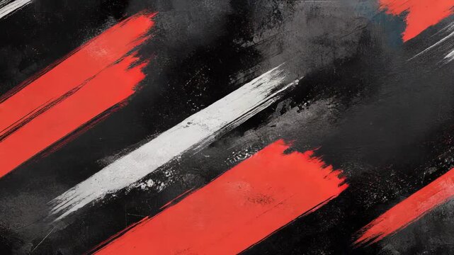 Abstract textured brush strokes in red, black, white, and gray colors