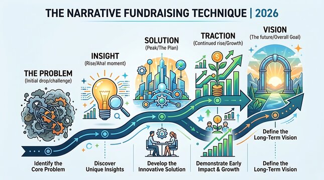 Business narrative fundraising technique process infographic