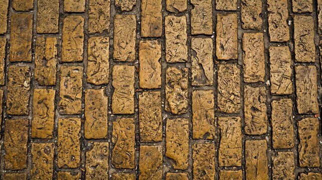 Aged Cobblestone Texture: A close-up, top-down view of a weathered cobblestone pathway, showcasing the rough, irregular texture and warm, earthy tones of the ancient stones.